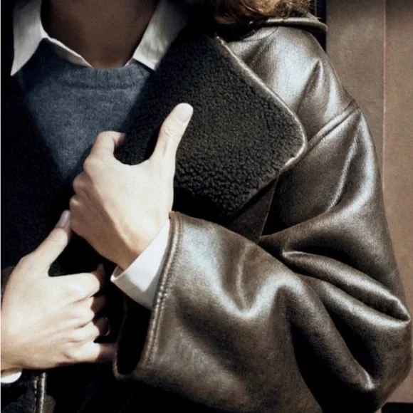 Zara Dark Brown Bomber Jacket - Picture 2 of 5